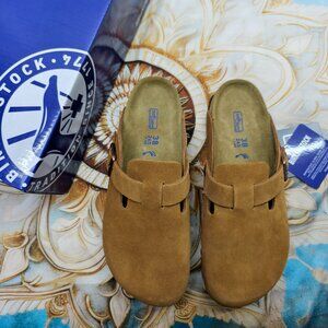 Women's Mink Suede Birkenstock Boston Shoes - Narrow Fit